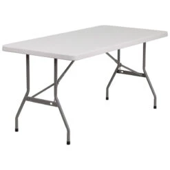 5-Foot Granite White Plastic Folding Table