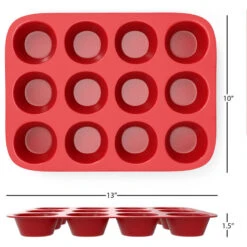 Silicone Muffin Pan, Nonstick Reusable Baking Tray, 12 Cups By Chef Buddy -Whole House Kitchenware 2e213a0309efc14b 4812 w800 h800 b1 p0