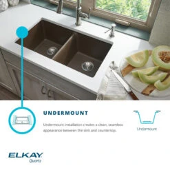 ELGRU13322WH0 Quartz Classic 33" X 18-7/16" Undermount Sink, White -Whole House Kitchenware 2e617ba30e601b2e 1692 w800 h800 b0 p0