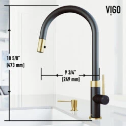 VIGO Bristol Pull-Down Kitchen Faucet With Soap Dispenser, Matte Brushed Gold/Ma -Whole House Kitchenware 2e7100750f8ece7d 6676 w800 h800 b0 p0