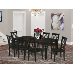 9-Piece Rectangle 66/84" Dining Table With 18" Leaf And 8 Wood Seat Chairs -Whole House Kitchenware 2e71ad8b011cef88 0784 w800 h800 b0 p0