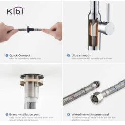 KIBI Hilo Single Handle Pull Down Kitchen Faucet, Chrome, W/O Soap Dispenser -Whole House Kitchenware 2ed1b58d0f1b5354 9913 w800 h800 b1 p0