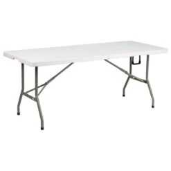 Bowery Hill 30" X 72" Plastic Folding Table In White