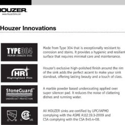 Houzer A1722-7BS-1 ADA Glowtone Stainless Steel 3-Hole Bar/Prep Sink 10 Houzer A1722-7BS-1 ADA Glowtone Stainless Steel 3-Hole Bar/Prep Sink -Whole House Kitchenware 3151a6870682e952 6862 w800 h800 b0 p0