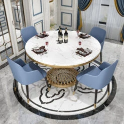 Modern Pedestal Dining Table Faux Marble Tabletop Golden Stainless Steel Frame -Whole House Kitchenware 31a16d320ecba2af 1899 w800 h800 b0 p0