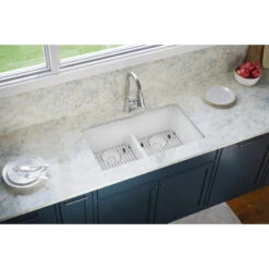 Elkay Quartz Classic 2-Bowl Undermount Sink With Aqua Divide, White -Whole House Kitchenware 32b1c0560cfff3f4 1256 w800 h800 b0 p0