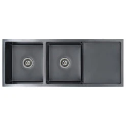 VidaXL Handmade Kitchen Sink With Strainer Black Stainless Steel Under-Mount