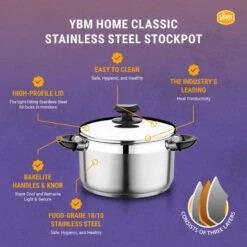 YBM Home 18/10 Stainless Steel Stock Pot, Induction Compatible, Black, 9 Quart -Whole House Kitchenware 35b1820703b4a1b6 0575 w800 h800 b0 p0