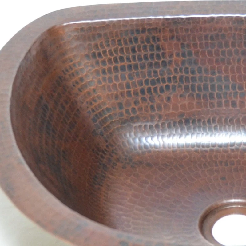 17" Oval Flat Back Copper Sink Handmade, Hand Made Copper, Hammered Copper 11 17" Oval Flat Back Copper Sink Handmade, Hand Made Copper, Hammered Copper - Image 9