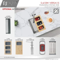 15 Inch Workstation Single Bowl Undermount 16 Gauge Stainless Steel Kitchen -Whole House Kitchenware 37011be7000069e1 5475 w800 h800 b0 p0