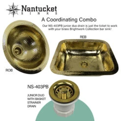 Nantucket Sinks 17.5"x14.5" Rectangle Undermount Bar Sink, Polished Brass -Whole House Kitchenware 37f1406b0e176595 0595 w800 h800 b1 p0