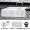 Sutton Place Reversible Farmhouse 55/45 Double Bowl Sink, Grid, Strainer, 33" -Whole House Kitchenware 38e145b70d9cb209 6067 w800 h800 b0 p0