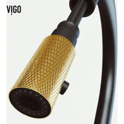 VIGO Bristol Pull-Down Kitchen Faucet With Soap Dispenser, Matte Brushed Gold/Ma -Whole House Kitchenware 397134ae0f8ece83 6676 w800 h800 b1 p0