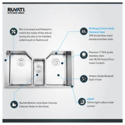Ruvati RVH8500 Undermount 16 Gauge 35" Kitchen Sink Triple Bowl -Whole House Kitchenware 39b13a670eb40e10 7295 w800 h800 b1 p0
