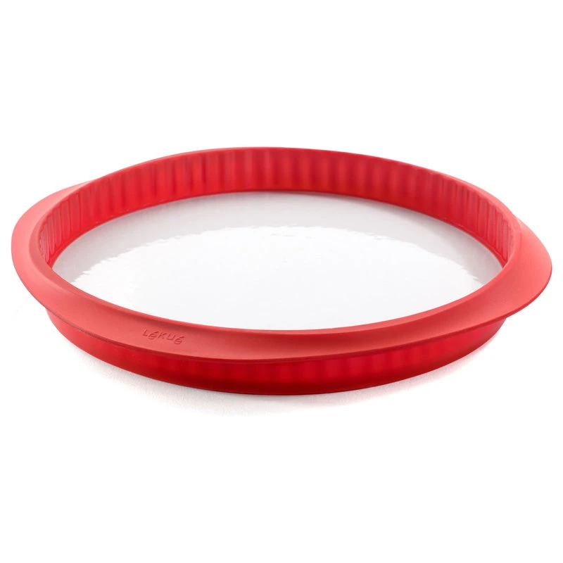 Lekue Red Silicone Quiche Pan With Ceramic Plate, 11 Inch 3 Lekue Red Silicone Quiche Pan With Ceramic Plate, 11 Inch