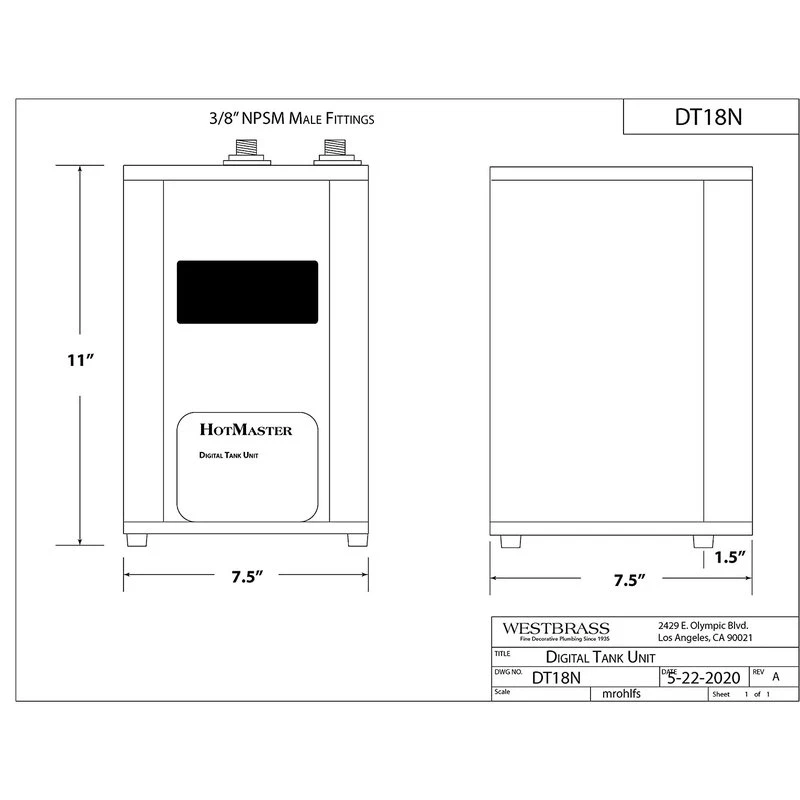 Victorian 9" Instant Hot Water Dispenser With HotMaster DigiHot Digital Tank, Satin Nickel 9 Victorian 9" Instant Hot Water Dispenser With HotMaster DigiHot Digital Tank, Satin Nickel - Image 7