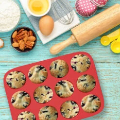 Silicone Muffin Pan, Nonstick Reusable Baking Tray, 12 Cups By Chef Buddy -Whole House Kitchenware 3b713e7e09efc14e 4815 w800 h800 b0 p0