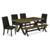 East West Furniture X-Style 6-piece Wood Dining Set In Black/Distressed Jacobean -Whole House Kitchenware 3bd1ce4d01b198f3 0075 w800 h800 b1 p0