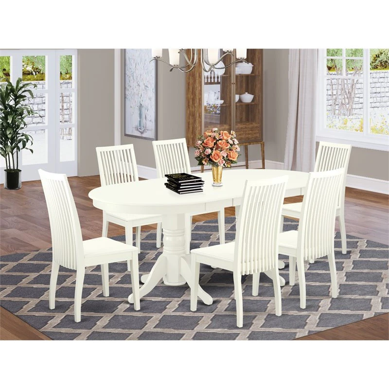 East West Furniture Vancouver 7-piece Wood Kitchen Set In Linen White 4 East West Furniture Vancouver 7-piece Wood Kitchen Set In Linen White - Image 2