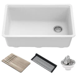 Bellucci 30" Undermount Granite Composite Single Bowl Sink, White