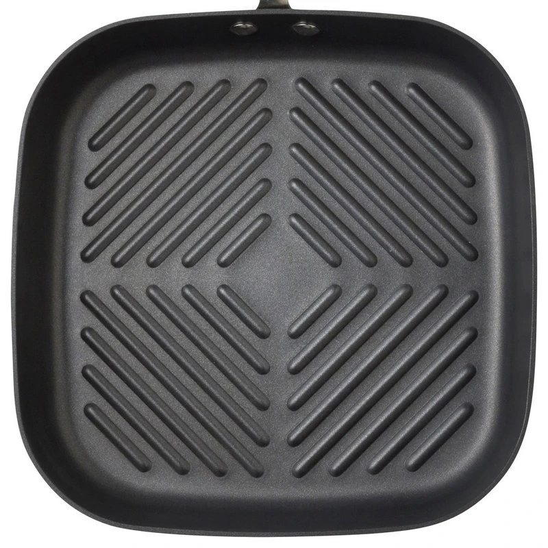 Hard-Anodized Nonstick 11" Deep Square Grill Pan, Gray, Cranberry Red Handle 5 Hard-Anodized Nonstick 11" Deep Square Grill Pan, Gray, Cranberry Red Handle - Image 3