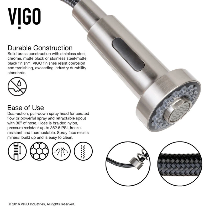 VIGO Edison Pull-Down Kitchen Faucet, Stainless Steel 9 VIGO Edison Pull-Down Kitchen Faucet, Stainless Steel - Image 7