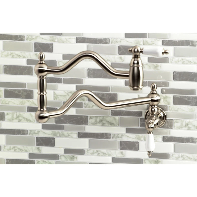 Kingston Brass KS2108PL Heritage Wall Mount Pot Filler, Brushed Nickel 6 Kingston Brass KS2108PL Heritage Wall Mount Pot Filler, Brushed Nickel - Image 4