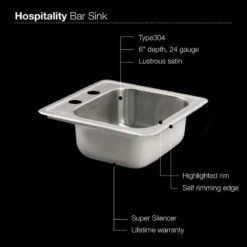 Houzer 1515-6BS Hospitality Bar Sink -Whole House Kitchenware 4291d58b0682e896 9803 w800 h800 b0 p0