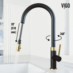 VIGO Bristol Kitchen Faucet, Matte Brushed Gold/Matte Black -Whole House Kitchenware 4551138a0f60b933 3060 w800 h800 b0 p0