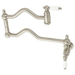 Kingston Brass KS2108PL Heritage Wall Mount Pot Filler, Brushed Nickel