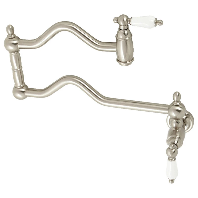 Kingston Brass KS2108PL Heritage Wall Mount Pot Filler, Brushed Nickel 3 Kingston Brass KS2108PL Heritage Wall Mount Pot Filler, Brushed Nickel