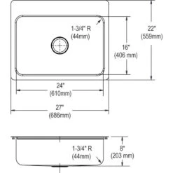 DSESR127221 Dayton Stainless Steel 27" X 22" X 8", Dual Mount Sink, 1 Hole -Whole House Kitchenware 465182d50e601a26 8064 w800 h800 b0 p0