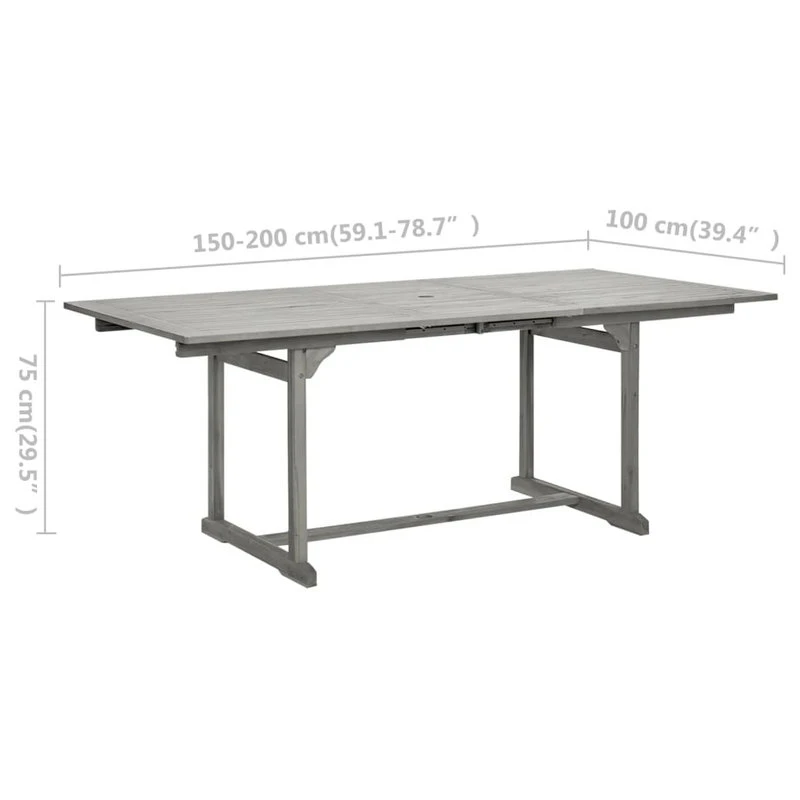 VidaXL Solid Acacia Wood Patio Dining Table (59.1"-78.7")x39.4" Garden Table 10 VidaXL Solid Acacia Wood Patio Dining Table (59.1"-78.7")x39.4" Garden Table - Image 8