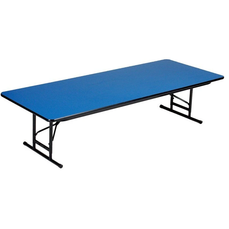 Correll 17-27" Adjustable Height Heavy Duty Blow-Molded Folding Table In Blue 3 Correll 17-27" Adjustable Height Heavy Duty Blow-Molded Folding Table In Blue