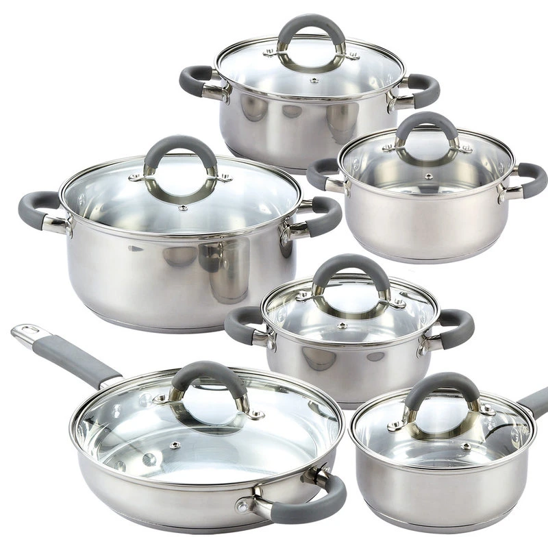 Cook N Home 02410 12 Piece Stainless Steel Cookware Set, Silver 3 Cook N Home 02410 12 Piece Stainless Steel Cookware Set, Silver