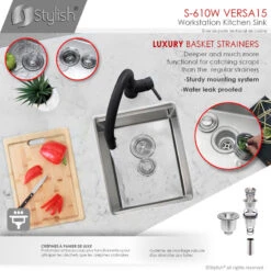 15 Inch Workstation Single Bowl Undermount 16 Gauge Stainless Steel Kitchen -Whole House Kitchenware 4ad19249000069ba 5475 w800 h800 b0 p0