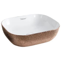 Whitehaus Bathroom Sink With White And Rose Gold Finish WH71302-F23