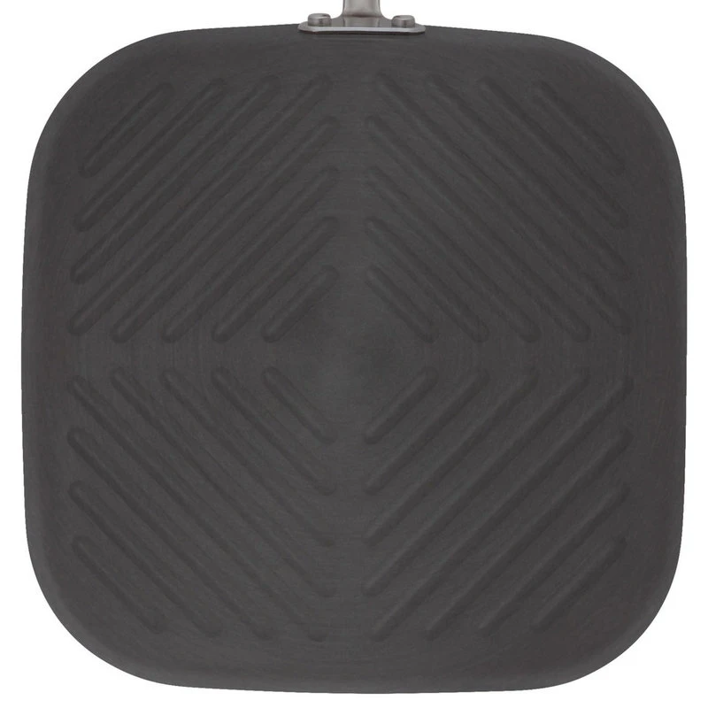 Hard-Anodized Nonstick 11" Deep Square Grill Pan, Gray, Cranberry Red Handle 6 Hard-Anodized Nonstick 11" Deep Square Grill Pan, Gray, Cranberry Red Handle - Image 4