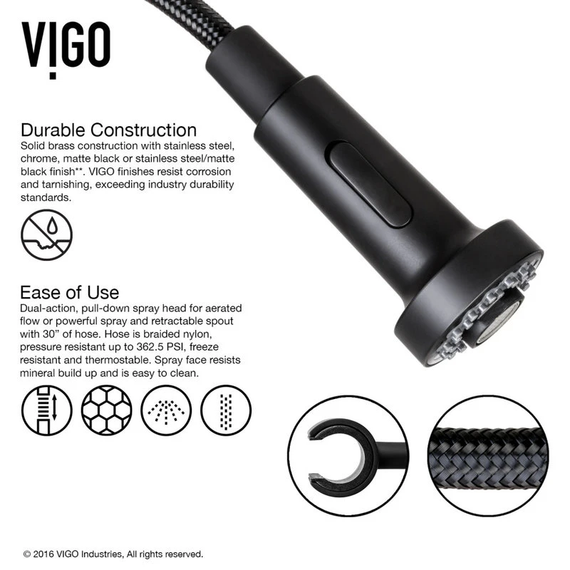 VIGO Edison Pull-Down Kitchen Faucet, Matte Black 9 VIGO Edison Pull-Down Kitchen Faucet, Matte Black - Image 7