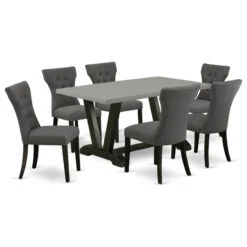 7-Piece Small Table Set, 6 Parsons Chair And Table Solid Wood