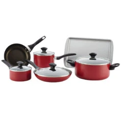 Farberware Dishwasher Safe Nonstick 15-Piece Cookware Set, Red 8 Farberware Dishwasher Safe Nonstick 15-Piece Cookware Set, Red -Whole House Kitchenware 4c71c69c06cb5c82 8150 w800 h800 b1 p0