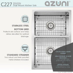 AZUNI 27"L X 18"L Double Bowl 60/40 Dualmount 16G Reversible Kitchen Sink -Whole House Kitchenware 4d81217d0000e435 5598 w800 h800 b0 p0