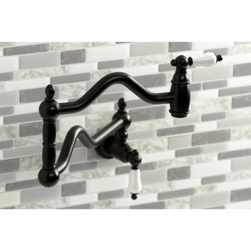 Kingston Brass KS2100PL Heritage Wall Mount Pot Filler, Matte Black 5 Kingston Brass KS2100PL Heritage Wall Mount Pot Filler, Matte Black - Image 3
