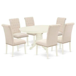 Atlin Designs 7-piece Wood Dinette Set In Linen White/Light Beige