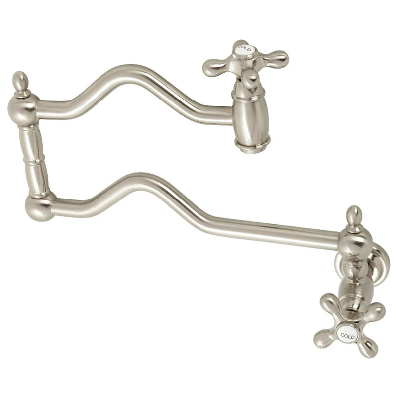 Kingston Brass KS2108AX Heritage Wall Mount Pot Filler, Brushed Nickel 3 Kingston Brass KS2108AX Heritage Wall Mount Pot Filler, Brushed Nickel
