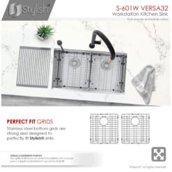 32 In Workstation Double Bowl Undermount Kitchen Sink With Built In Accessories -Whole House Kitchenware 51e1ac470fbdba4e 8440 w800 h800 b1 p0