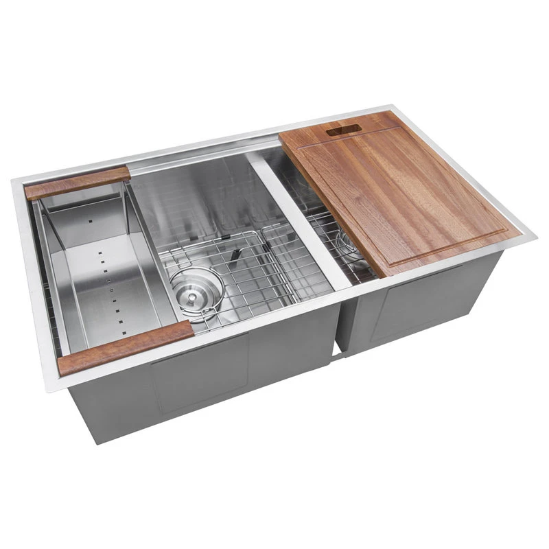 33-inch Workstation 60/40 Undermount 16 Gauge Stainless Steel Sink - RVH8356 9 33-inch Workstation 60/40 Undermount 16 Gauge Stainless Steel Sink - RVH8356 - Image 7