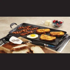 Hard-Anodized Nonstick 18"x10" Double Burner Griddle, Mini Turner, Gray -Whole House Kitchenware 53c1e39b06c35662 8108 w800 h800 b0 p0