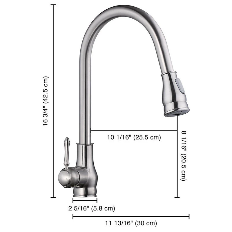Aquaterior 18" Brushed Nickel Pull-Out Faucet Spray Swivel Spout Soap Dispenser 7 Aquaterior 18" Brushed Nickel Pull-Out Faucet Spray Swivel Spout Soap Dispenser - Image 5