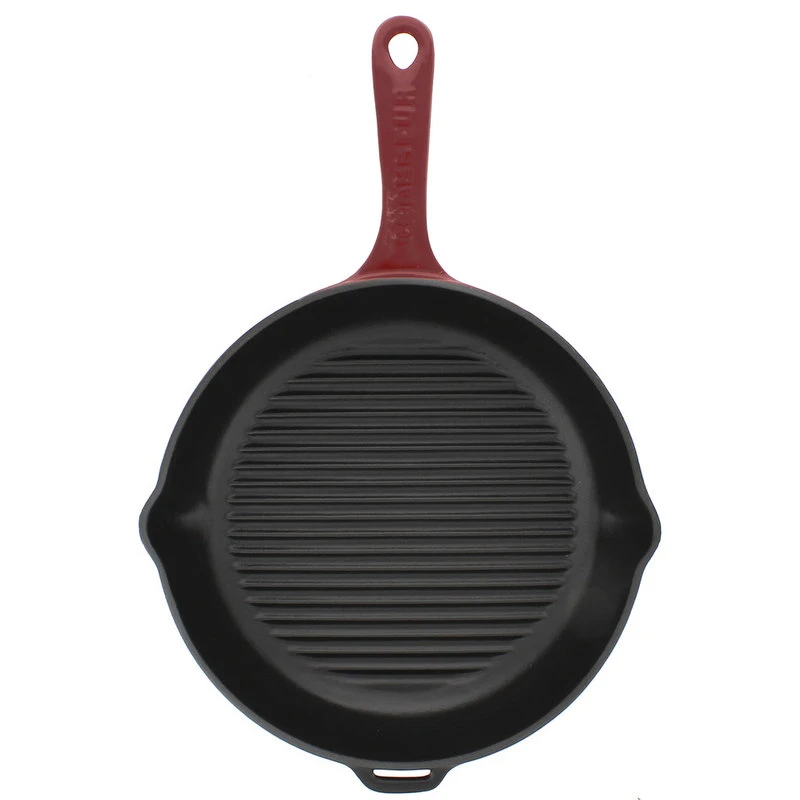 Chasseur 10" Round French Enameled Cast Iron Grill Pan, Red 4 Chasseur 10" Round French Enameled Cast Iron Grill Pan, Red - Image 2